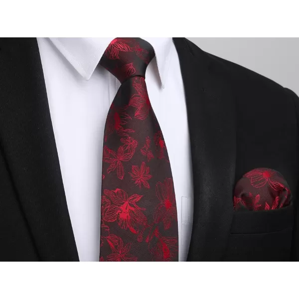 HISDERN Mens Ties Paisley Tie and Pocket Square Woven Classic Floral Mens Necktie Handkerchief Set for Wedding Party