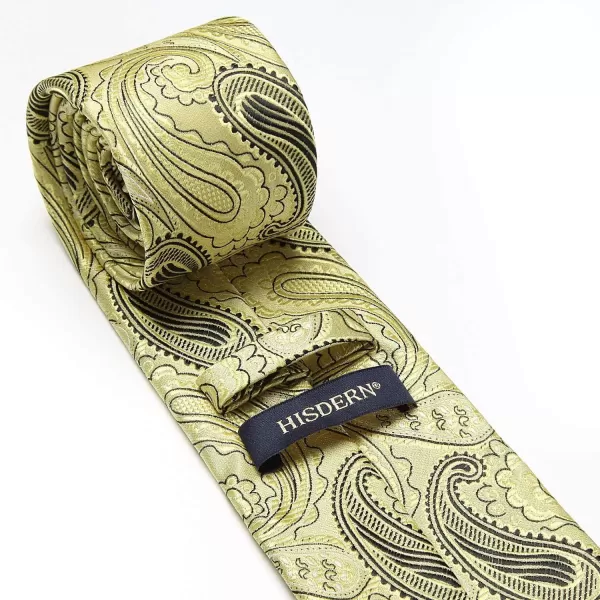 HISDERN Mens Ties Paisley Ties for Men Business Formal Woven Neckties and Pocket Square Cufflinks Set Wedding