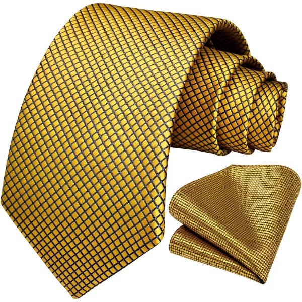 HISDERN Mens Ties Plaid Tie and Pocket Square Set Classic Woven Formal Checkered Neckties &amp; Handkerchief Wedding Party