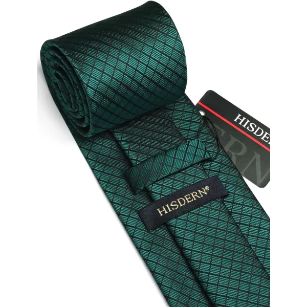 HISDERN Mens Ties Plaid Tie and Pocket Square Set Classic Woven Formal Checkered Neckties &amp; Handkerchief Wedding Party