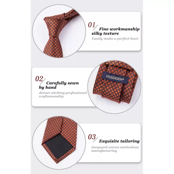 HISDERN Mens Ties Plaid Tie and Pocket Square Set Classic Woven Formal Checkered Neckties &amp; Handkerchief Wedding Party