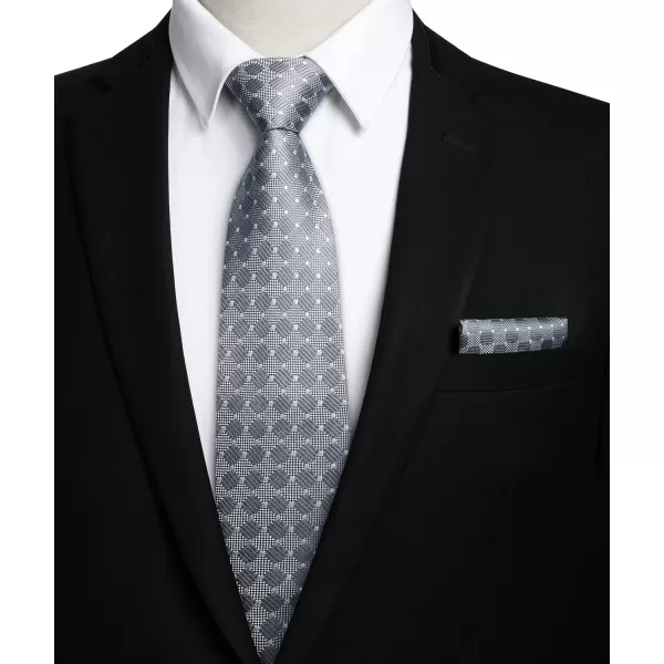 HISDERN Mens Ties Plaid Tie and Pocket Square Set Classic Woven Formal Checkered Neckties &amp; Handkerchief Wedding Party