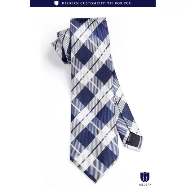 HISDERN Mens Ties Plaid Tie and Pocket Square Set Classic Woven Formal Checkered Neckties &amp; Handkerchief Wedding Party