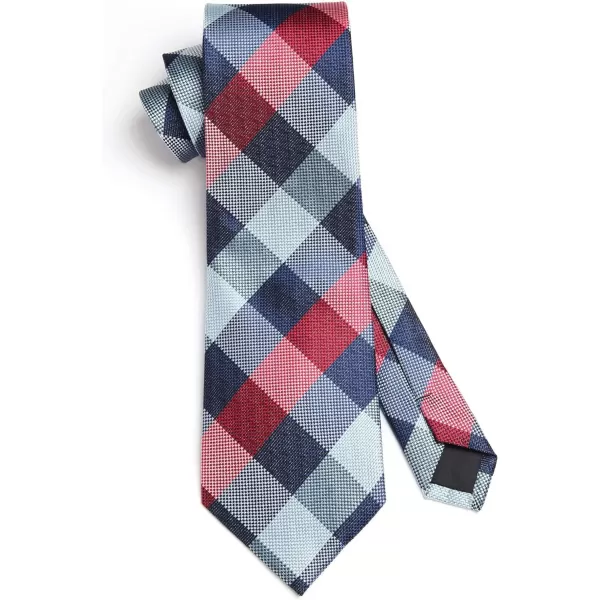 HISDERN Mens Ties Plaid Tie and Pocket Square Set Classic Woven Formal Checkered Neckties &amp; Handkerchief Wedding Party