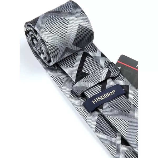 HISDERN Mens Ties Plaid Tie and Pocket Square Set Classic Woven Formal Checkered Neckties &amp; Handkerchief Wedding Party