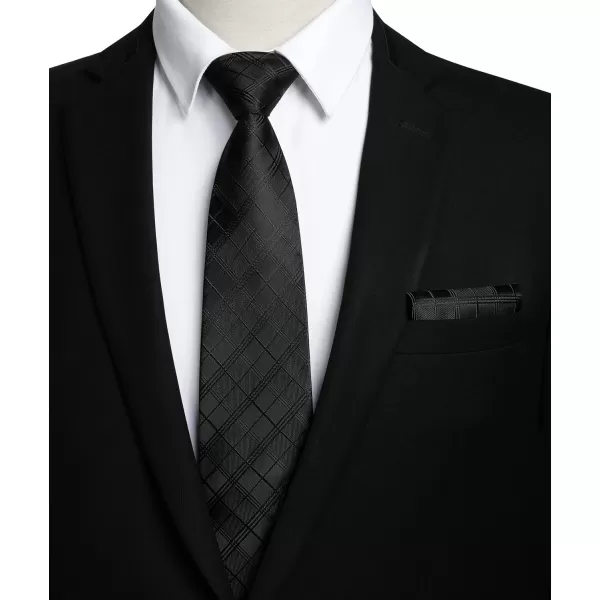 HISDERN Mens Ties Plaid Tie and Pocket Square Set Classic Woven Formal Checkered Neckties &amp; Handkerchief Wedding Party