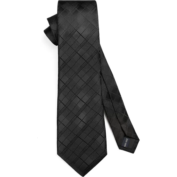 HISDERN Mens Ties Plaid Tie and Pocket Square Set Classic Woven Formal Checkered Neckties &amp; Handkerchief Wedding Party