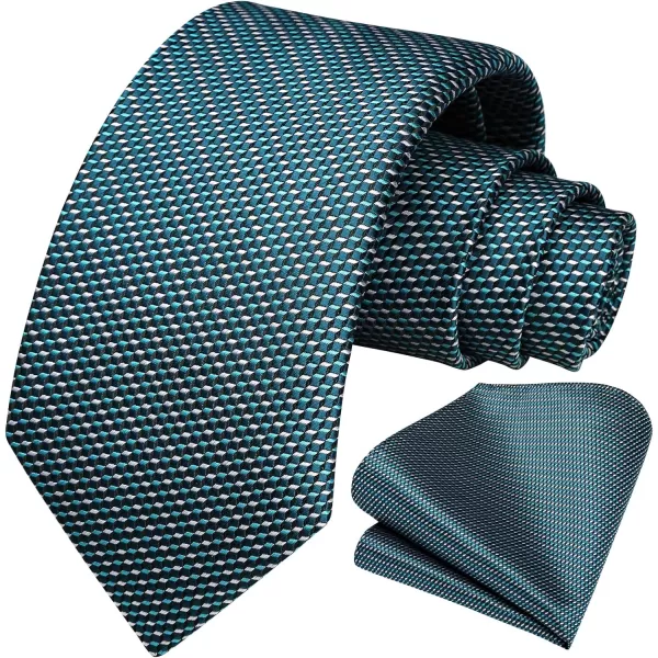 HISDERN Mens Ties Plaid Tie and Pocket Square Set Classic Woven Formal Checkered Neckties &amp; Handkerchief Wedding Party