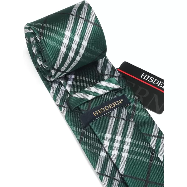HISDERN Mens Ties Plaid Tie and Pocket Square Set Classic Woven Formal Checkered Neckties &amp; Handkerchief Wedding Party