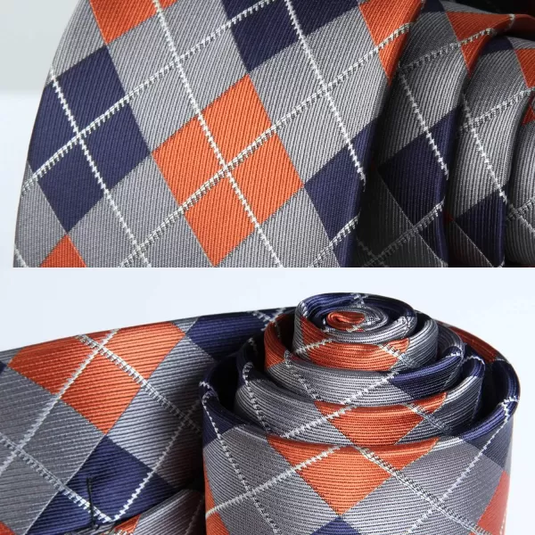 HISDERN Mens Ties Plaid Tie and Pocket Square Set Classic Woven Formal Checkered Neckties &amp; Handkerchief Wedding Party