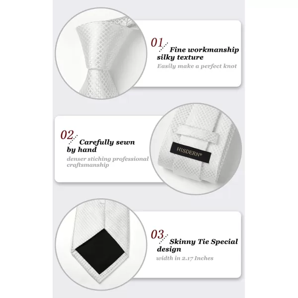 HISDERN Mens Ties Plaid Tie and Pocket Square Set Classic Woven Formal Checkered Neckties &amp; Handkerchief Wedding Party