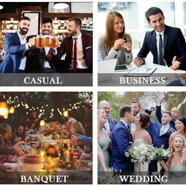 HISDERN Mens Ties Plaid Tie and Pocket Square Set Classic Woven Formal Checkered Neckties &amp; Handkerchief Wedding Party