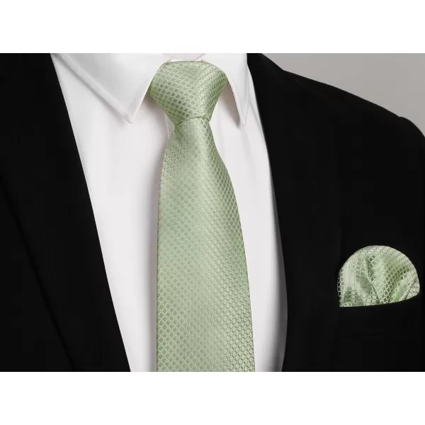 HISDERN Mens Ties Plaid Tie and Pocket Square Set Classic Woven Formal Checkered Neckties &amp; Handkerchief Wedding Party