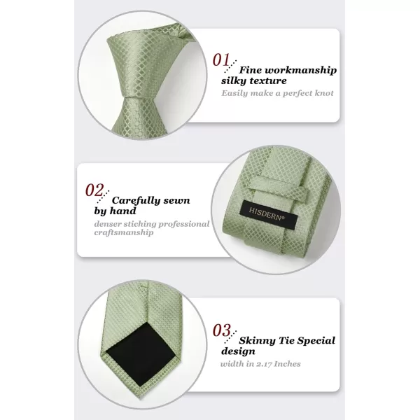 HISDERN Mens Ties Plaid Tie and Pocket Square Set Classic Woven Formal Checkered Neckties &amp; Handkerchief Wedding Party