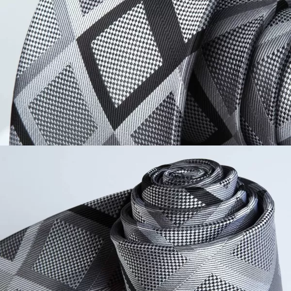 HISDERN Mens Ties Plaid Tie and Pocket Square Set Classic Woven Formal Checkered Neckties &amp; Handkerchief Wedding Party