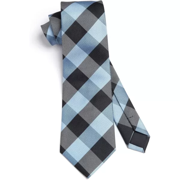 HISDERN Mens Ties Plaid Tie and Pocket Square Set Classic Woven Formal Checkered Neckties &amp; Handkerchief Wedding Party