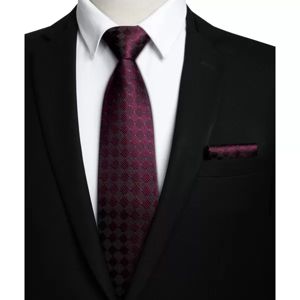 HISDERN Mens Ties Plaid Tie and Pocket Square Set Classic Woven Formal Checkered Neckties &amp; Handkerchief Wedding Party
