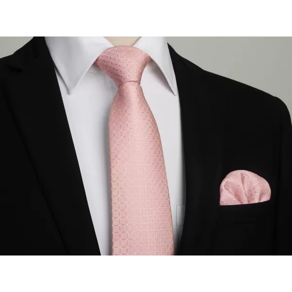HISDERN Mens Ties Plaid Tie and Pocket Square Set Classic Woven Formal Checkered Neckties &amp; Handkerchief Wedding Party