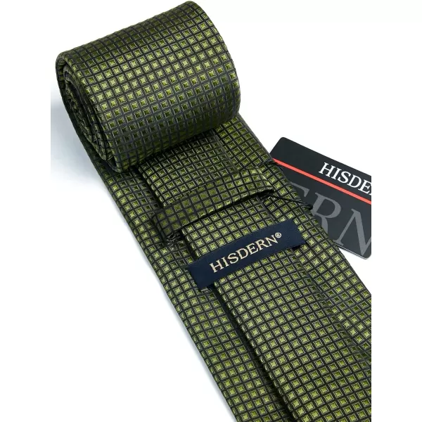 HISDERN Mens Ties Plaid Tie and Pocket Square Set Classic Woven Formal Checkered Neckties &amp; Handkerchief Wedding Party