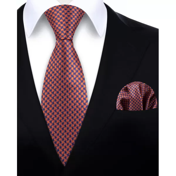HISDERN Mens Ties Plaid Tie and Pocket Square Set Classic Woven Formal Checkered Neckties &amp; Handkerchief Wedding Party