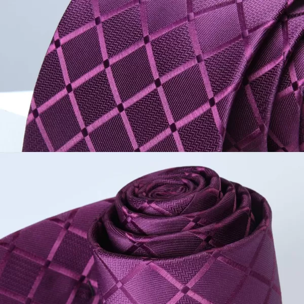 HISDERN Mens Ties Plaid Tie and Pocket Square Set Classic Woven Formal Checkered Neckties &amp; Handkerchief Wedding Party