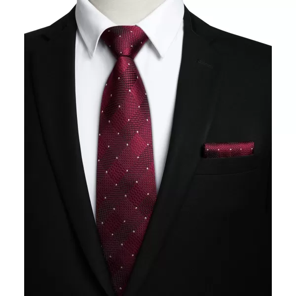 HISDERN Mens Ties Plaid Tie and Pocket Square Set Classic Woven Formal Checkered Neckties &amp; Handkerchief Wedding Party