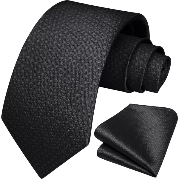 HISDERN Mens Ties Plaid Tie and Pocket Square Set Classic Woven Formal Checkered Neckties &amp; Handkerchief Wedding Party