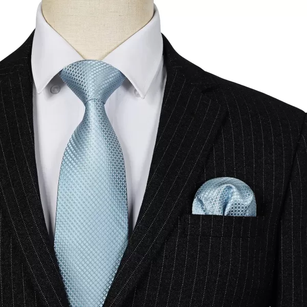 HISDERN Mens Ties Plaid Tie and Pocket Square Set Classic Woven Formal Checkered Neckties &amp; Handkerchief Wedding Party