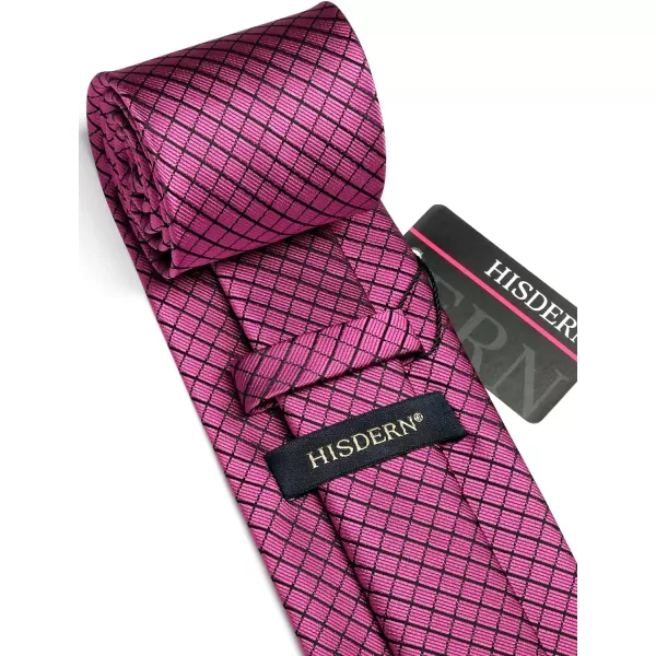HISDERN Mens Ties Plaid Tie and Pocket Square Set Classic Woven Formal Checkered Neckties &amp; Handkerchief Wedding Party