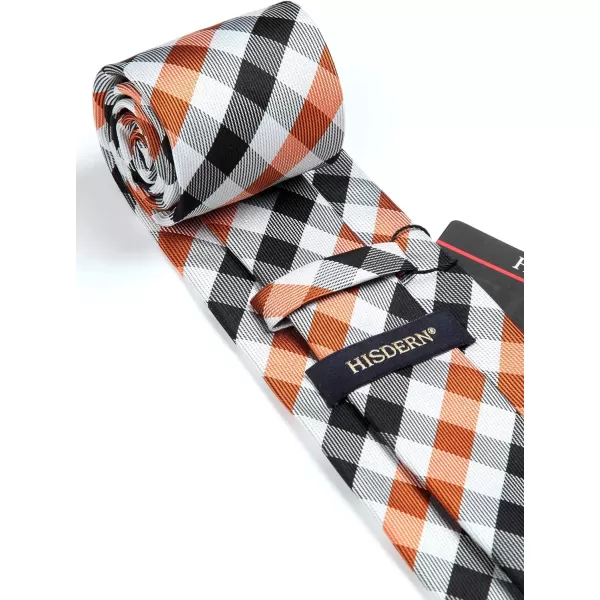 HISDERN Mens Ties Plaid Tie and Pocket Square Set Classic Woven Formal Checkered Neckties &amp; Handkerchief Wedding Party
