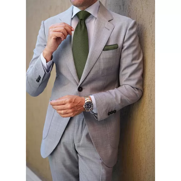 HISDERN Mens Ties Plaid Tie and Pocket Square Set Classic Woven Formal Checkered Neckties &amp; Handkerchief Wedding Party