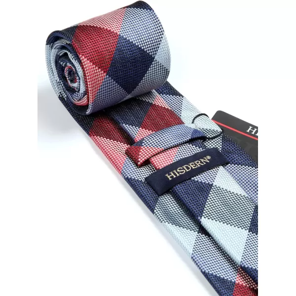 HISDERN Mens Ties Plaid Tie and Pocket Square Set Classic Woven Formal Checkered Neckties &amp; Handkerchief Wedding Party