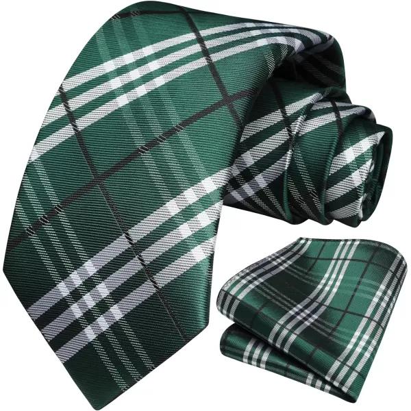 HISDERN Mens Ties Plaid Tie and Pocket Square Set Classic Woven Formal Checkered Neckties &amp; Handkerchief Wedding Party
