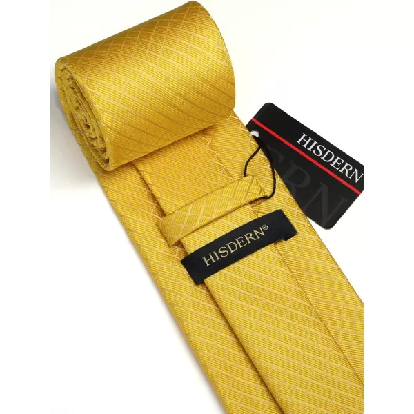 HISDERN Mens Ties Plaid Tie and Pocket Square Set Classic Woven Formal Checkered Neckties &amp; Handkerchief Wedding Party