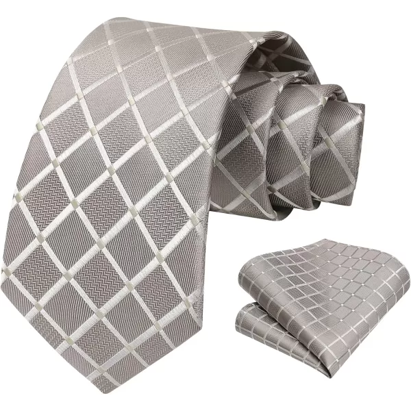 HISDERN Mens Ties Plaid Tie and Pocket Square Set Classic Woven Formal Checkered Neckties &amp; Handkerchief Wedding Party
