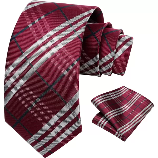 HISDERN Mens Ties Plaid Tie and Pocket Square Set Classic Woven Formal Checkered Neckties &amp; Handkerchief Wedding Party