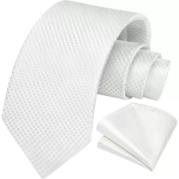 HISDERN Mens Ties Plaid Tie and Pocket Square Set Classic Woven Formal Checkered Neckties &amp; Handkerchief Wedding Party