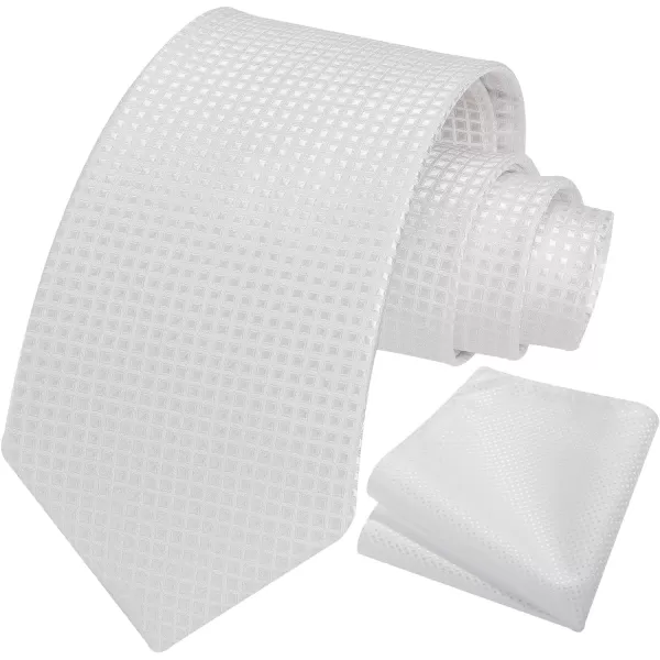HISDERN Mens Ties Plaid Tie and Pocket Square Set Classic Woven Formal Checkered Neckties &amp; Handkerchief Wedding Party