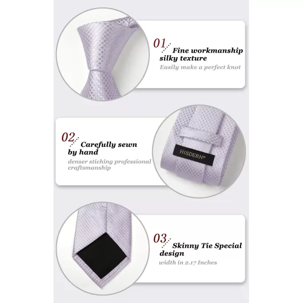 HISDERN Mens Ties Plaid Tie and Pocket Square Set Classic Woven Formal Checkered Neckties &amp; Handkerchief Wedding Party