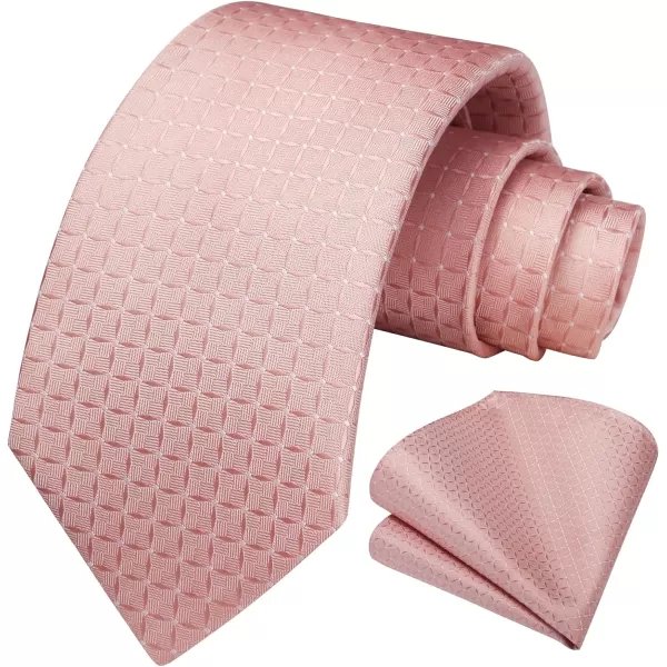 HISDERN Mens Ties Plaid Tie and Pocket Square Set Classic Woven Formal Checkered Neckties &amp; Handkerchief Wedding Party