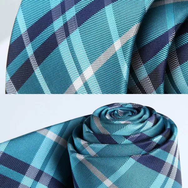 HISDERN Mens Ties Plaid Tie and Pocket Square Set Classic Woven Formal Checkered Neckties &amp; Handkerchief Wedding Party