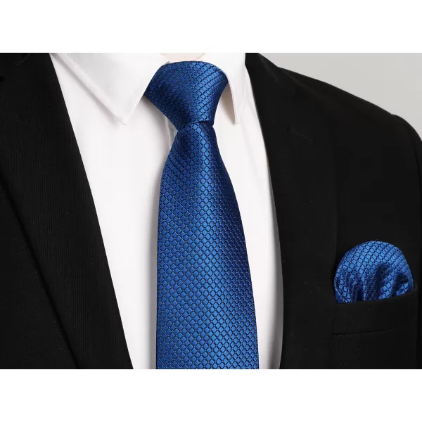 HISDERN Mens Ties Plaid Tie and Pocket Square Set Classic Woven Formal Checkered Neckties &amp; Handkerchief Wedding Party