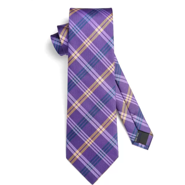 HISDERN Mens Ties Plaid Tie and Pocket Square Set Classic Woven Formal Checkered Neckties &amp; Handkerchief Wedding Party