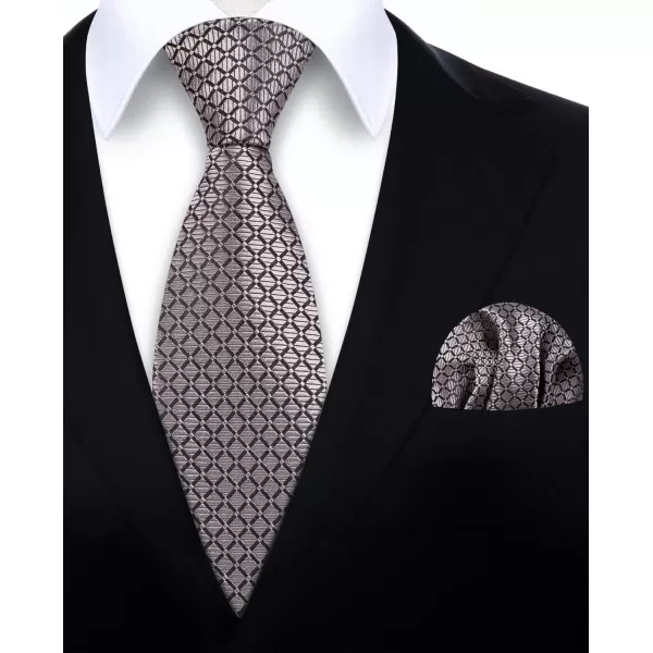 HISDERN Mens Ties Plaid Tie and Pocket Square Set Classic Woven Formal Checkered Neckties &amp; Handkerchief Wedding Party