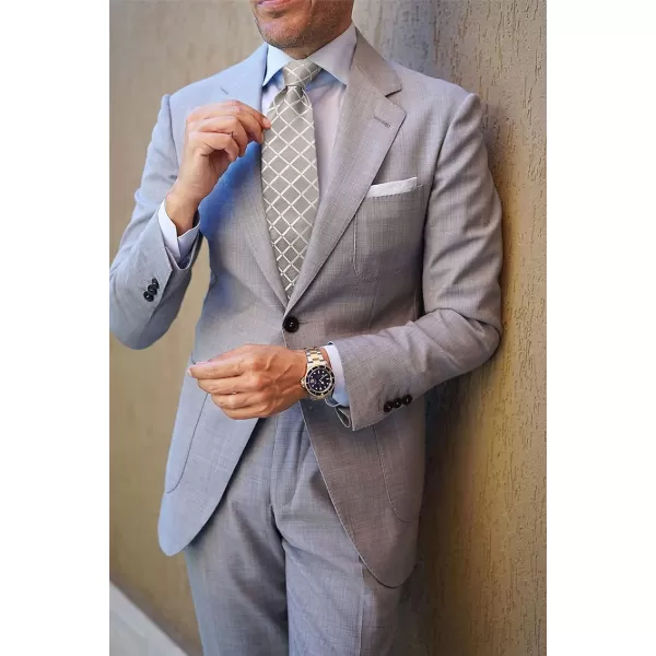 HISDERN Mens Ties Plaid Tie and Pocket Square Set Classic Woven Formal Checkered Neckties &amp; Handkerchief Wedding Party