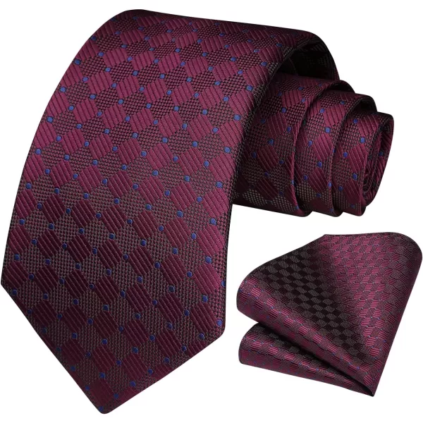 HISDERN Mens Ties Plaid Tie and Pocket Square Set Classic Woven Formal Checkered Neckties &amp; Handkerchief Wedding Party