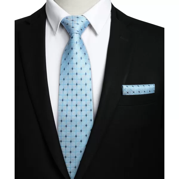 HISDERN Mens Ties Plaid Tie and Pocket Square Set Classic Woven Formal Checkered Neckties &amp; Handkerchief Wedding Party