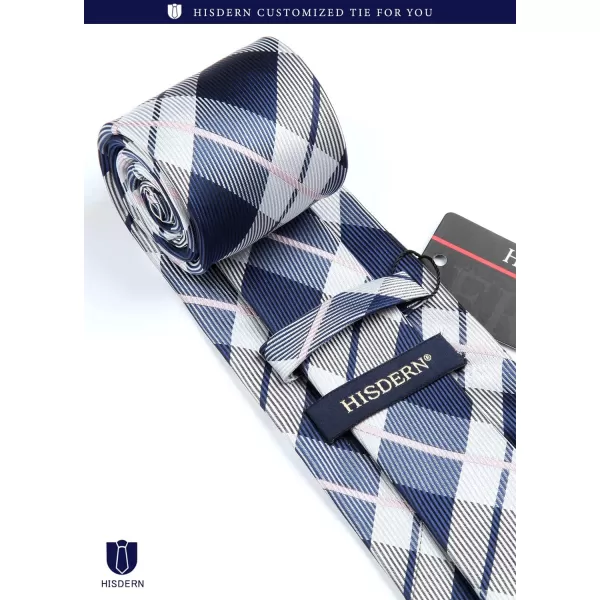 HISDERN Mens Ties Plaid Tie and Pocket Square Set Classic Woven Formal Checkered Neckties &amp; Handkerchief Wedding Party