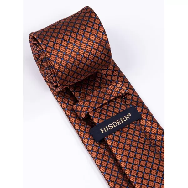 HISDERN Mens Ties Plaid Tie and Pocket Square Set Classic Woven Formal Checkered Neckties &amp; Handkerchief Wedding Party