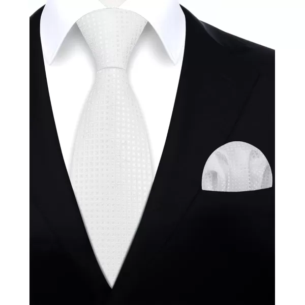 HISDERN Mens Ties Plaid Tie and Pocket Square Set Classic Woven Formal Checkered Neckties &amp; Handkerchief Wedding Party
